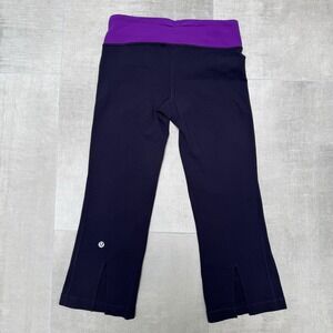 Lululemon Gather & Crow Crop II Leggings Sz 4 Navy‎ Purple Stretch Athletic Yoga